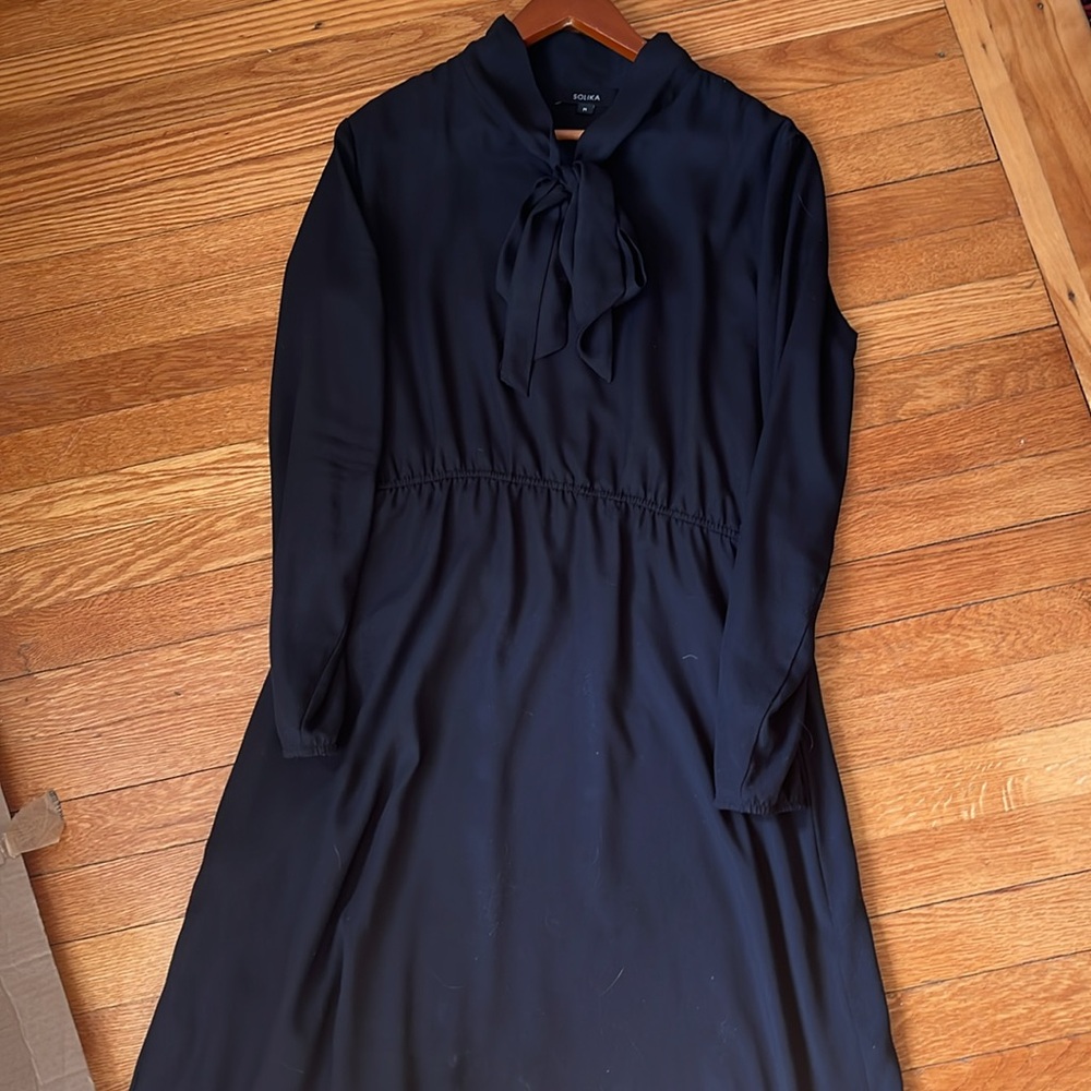 Solika Black Bow Neck Dress - Picture 3 of 4
